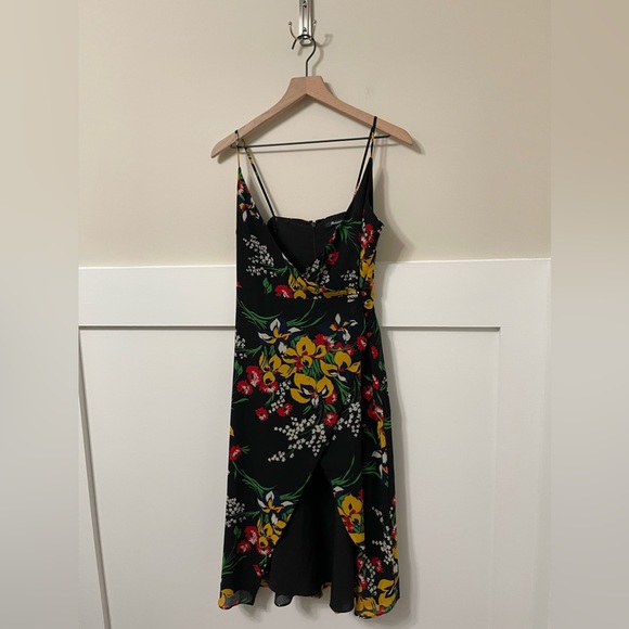 Madewell Multi-Color Cami Floral Orchid Bouquet Wrap Midi High-Low Dress Size 0 - Picture 6 of 10